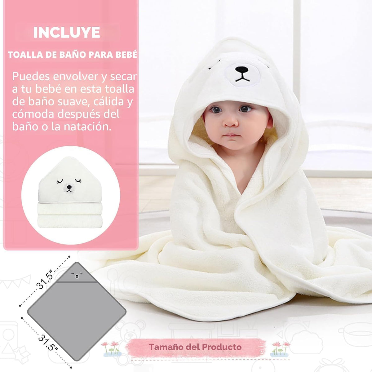 MoreFeel Bañera plegable para bebé recién nacido con termómetro y 1...