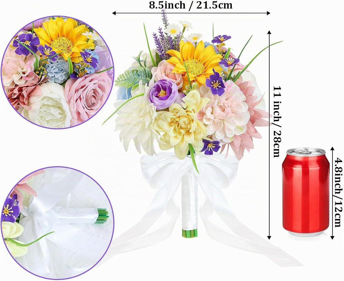 SEMONONIA Ramos de boda para novia, dama de honor, 8.5 pulgadas, ro...