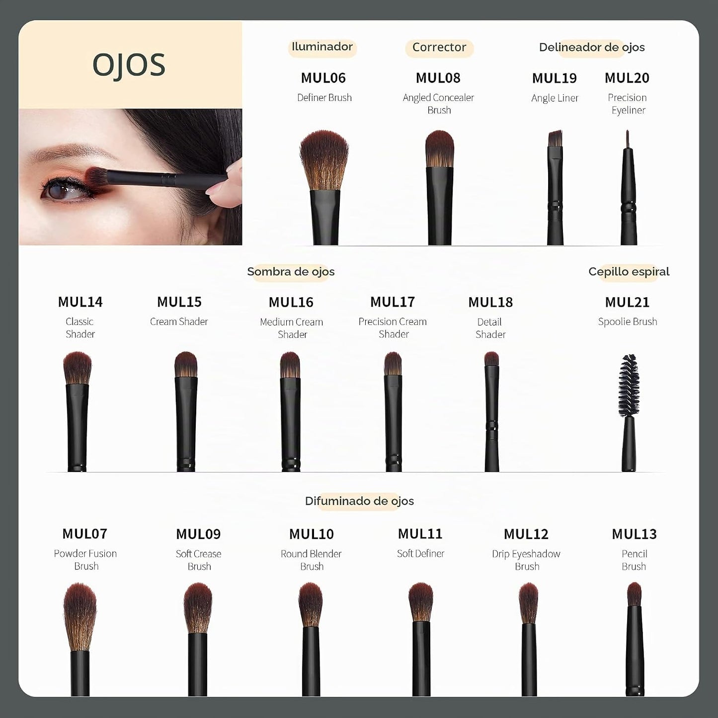 Jessup Juego de brochas de maquillaje veganas con corrector en polv...