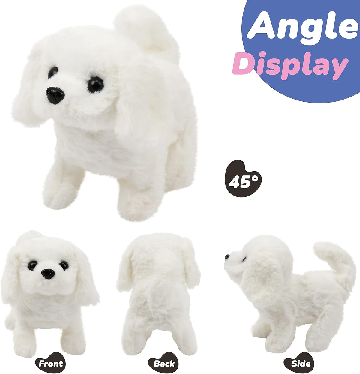 Hopearl Perro caminando Bichon juguete interactivo de peluche elect...