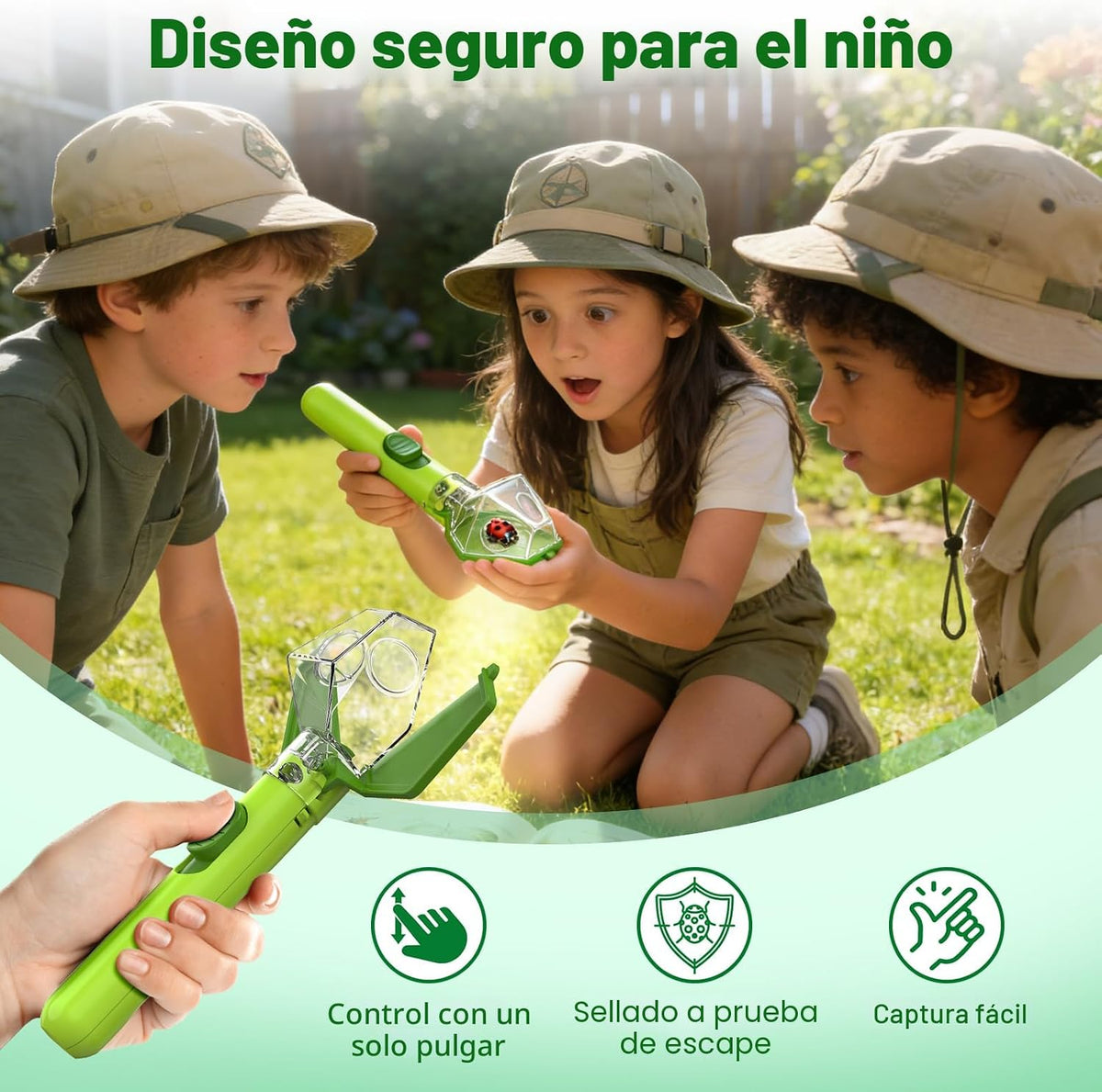 2 atrapasadores de insectos para niños con lupa 6X, juguetes educat...