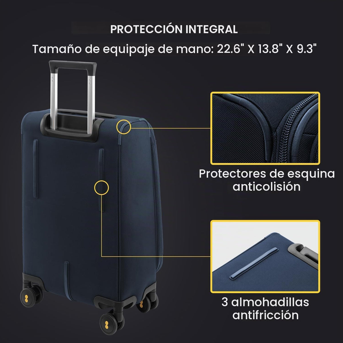 LEVEL8 Maleta de Mano Aprobada por Aerolínea con Compartimento, Mal...