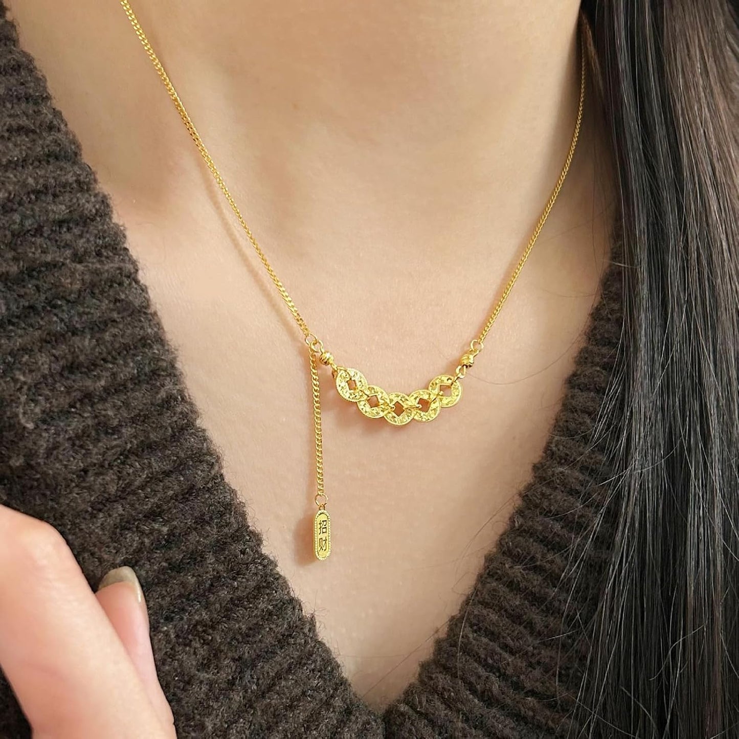 Collar de Ojo de Tigre Colgante Marrón Collares de Oro para Mujeres...