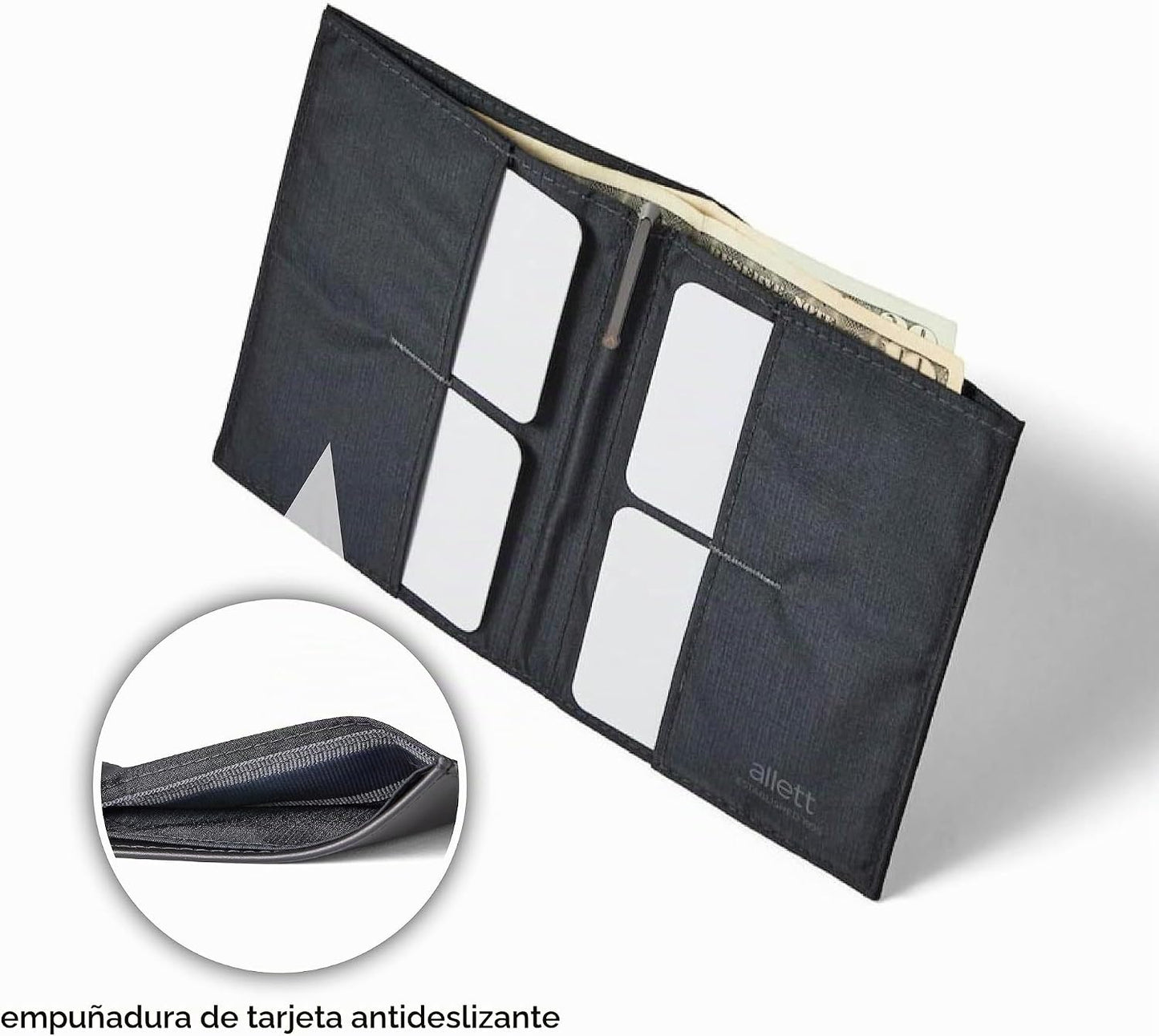 Allett Cartera Original | Delgada, Minimalista | Bloqueo RFID, Dobl...