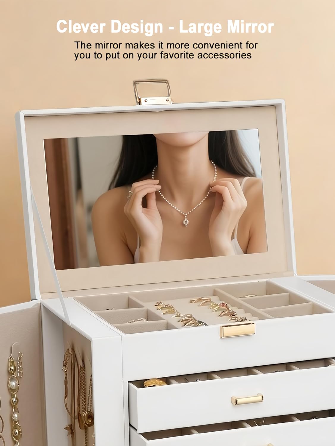 BOOVO Joyero grande para mujer de 6 capas | Organizadores y almacen...