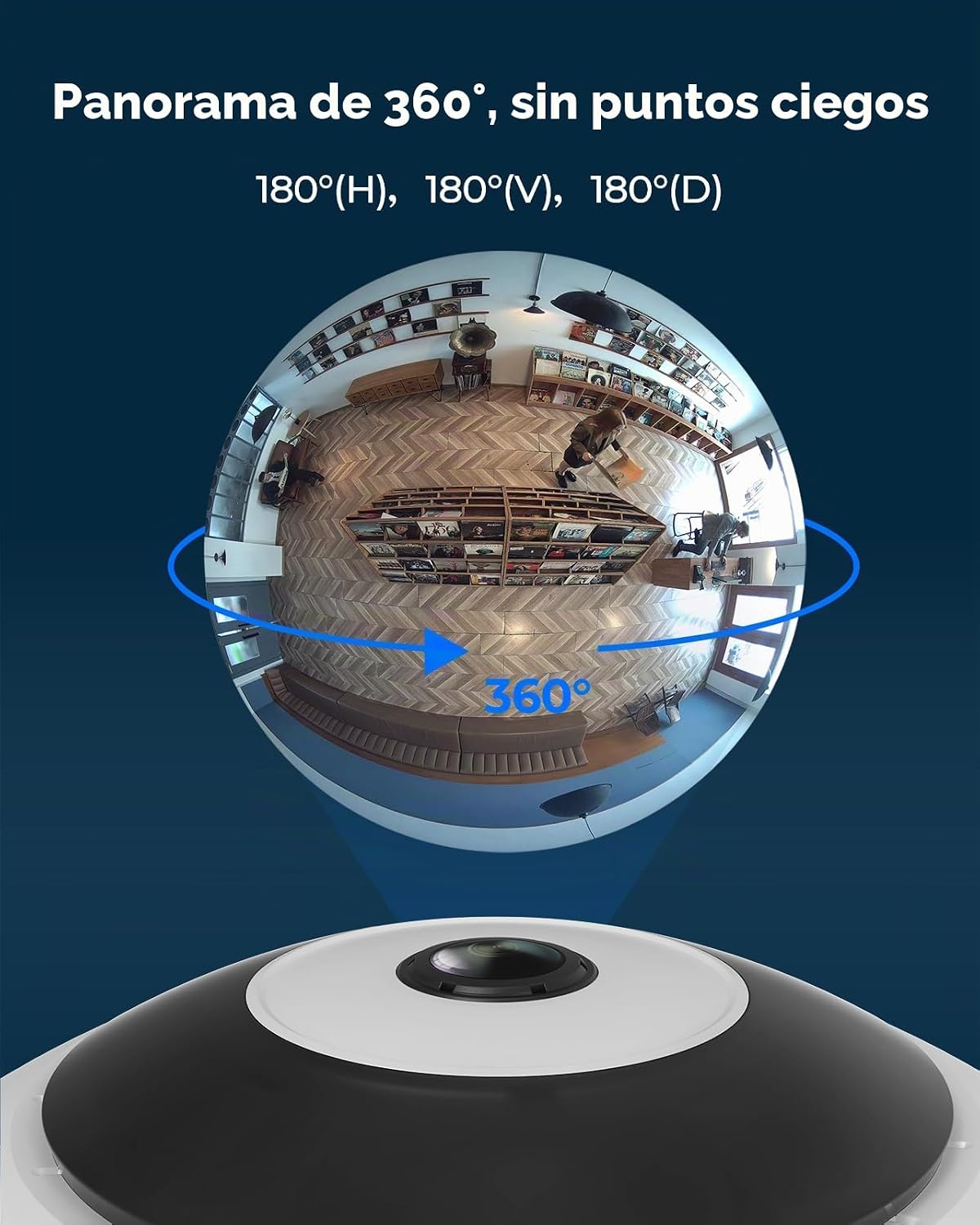 REOLINK Cámara de seguridad WiFi ojo de pez, 2K+ 6MP panorámica de...