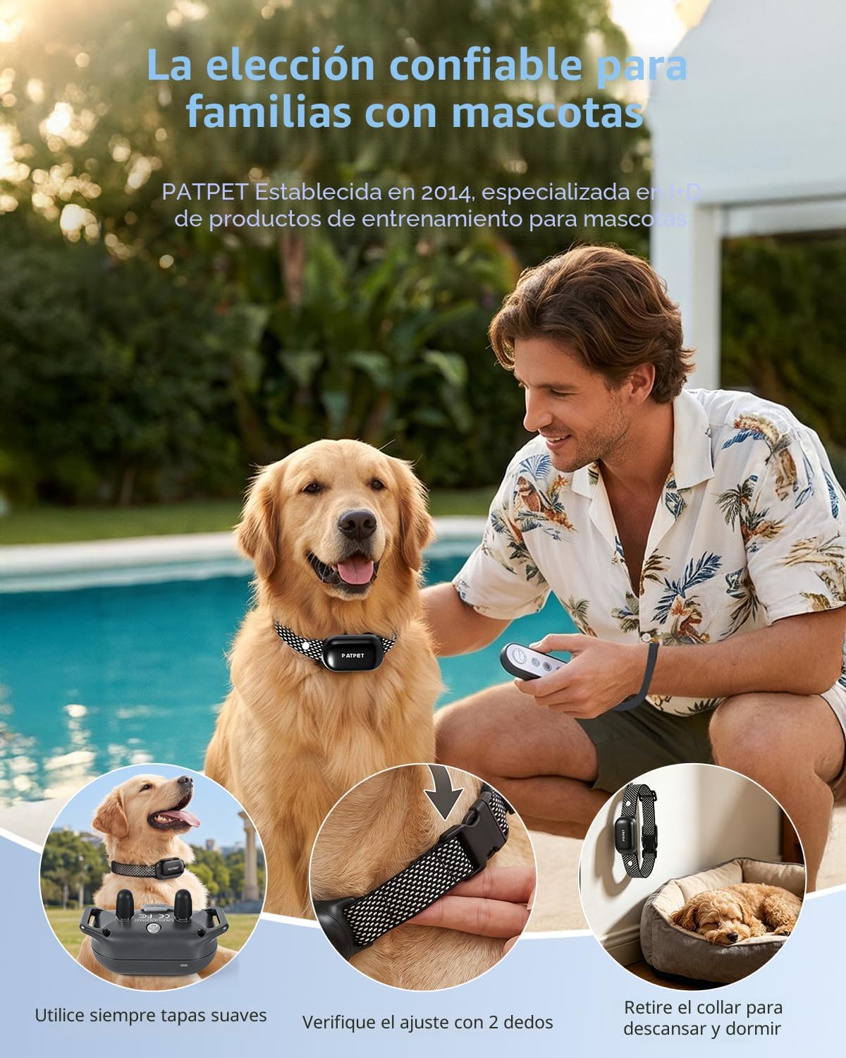 PATPET Collar de choque para perros (10 a 120 libras), collar de en...