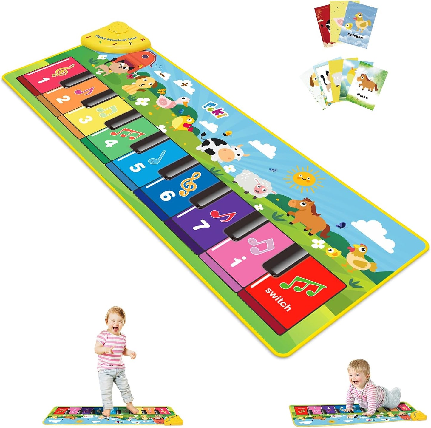 FOKI - Alfombrilla para piano de piso, juguetes para bebés y niños...