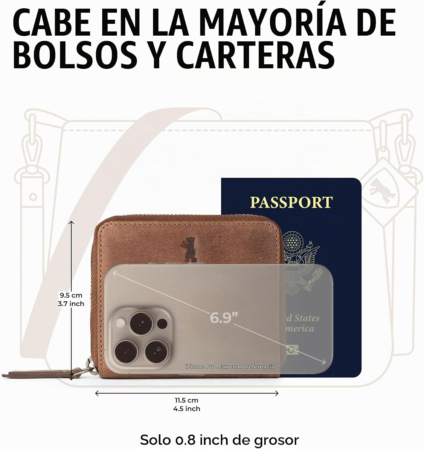BERLINER BAGS Cartera pequeña de piel auténtica Palermo, caja de re...