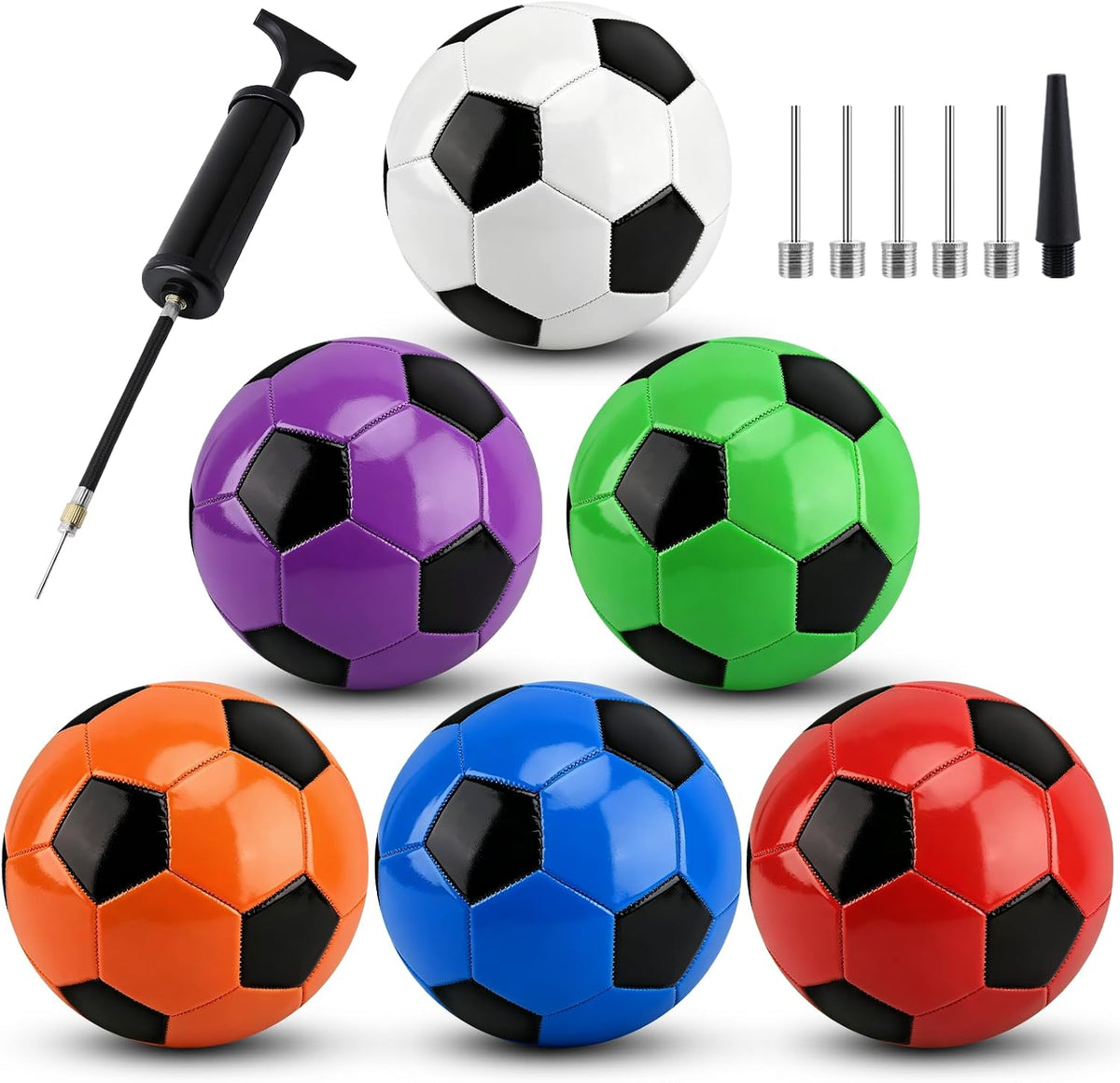 SIKEMAY Paquete de 6 pelotas de fútbol a granel, tamaño oficial 3\/...