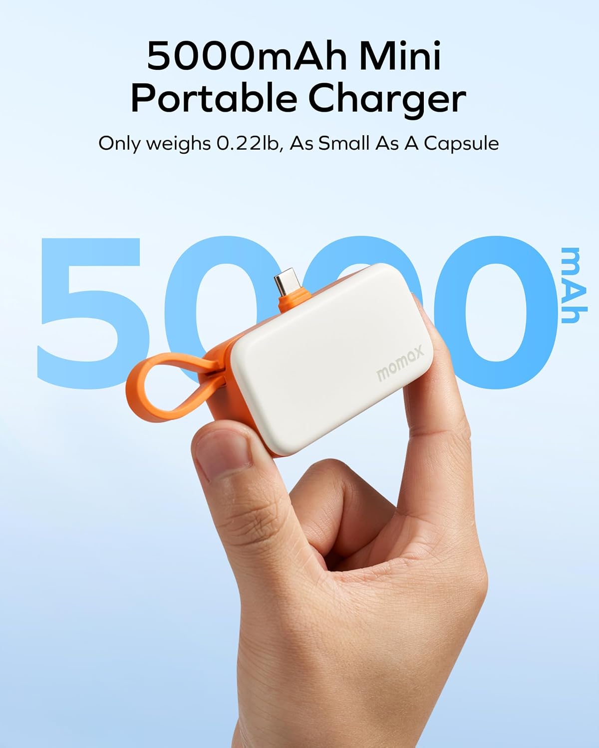 MOMAX Cargador portátil, pequeño banco de energía de 5000 mAh, PD d...