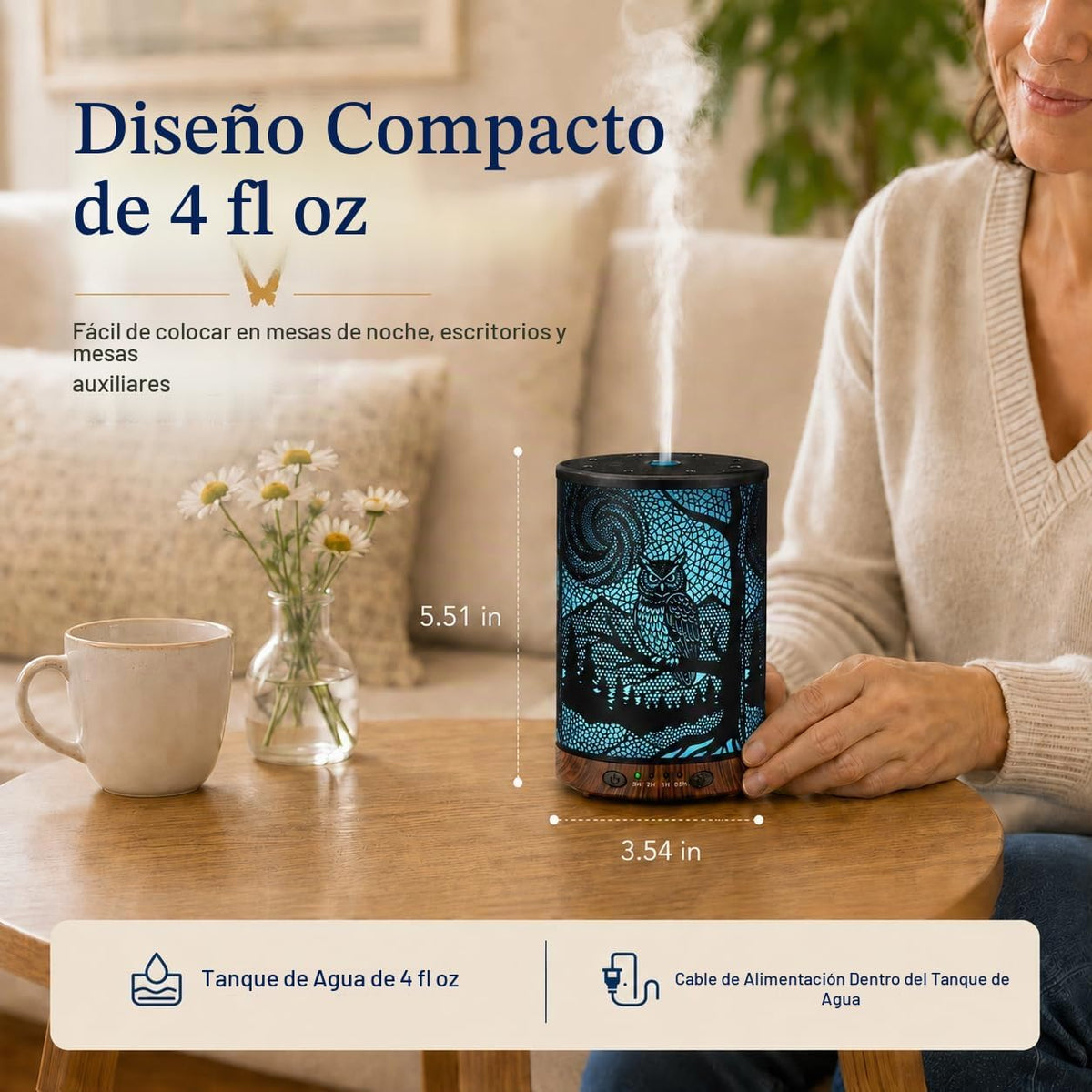 Difusor de aceite esencial, difusor de aromaterapia de 4.1 fl oz co...