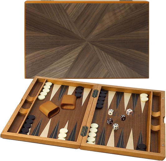 GSE - Juego de tablas de backgammon con incrustaciones de madera pr...