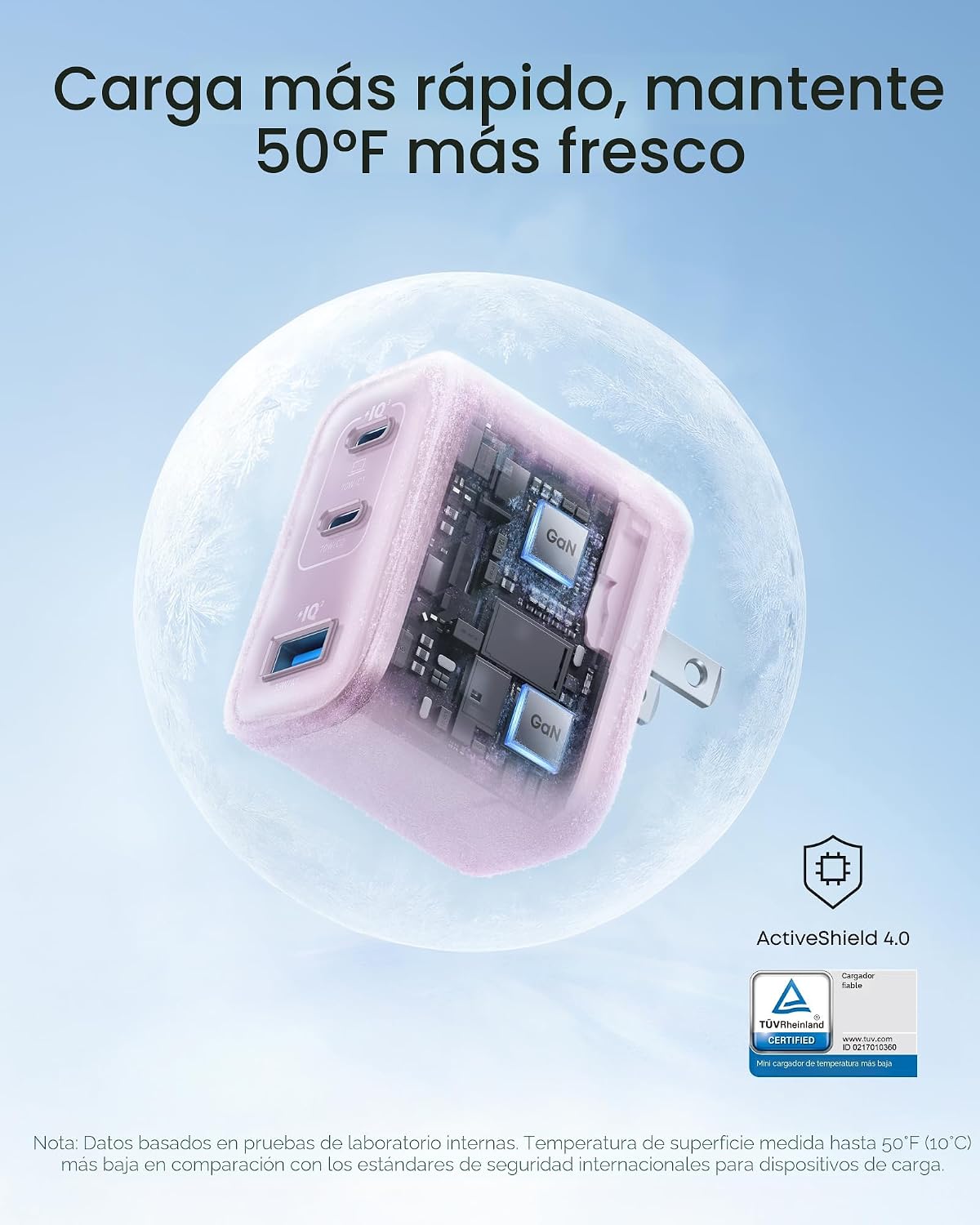 Anker Cargador rápido Nano 70W Max de 3 puertos USB C, cargador tip...
