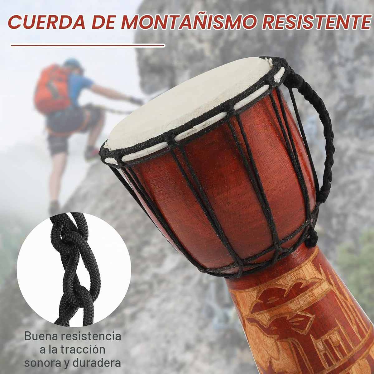 GOGHOST Tambor Djembe de madera, 4.5'' x 8'' Elefan...