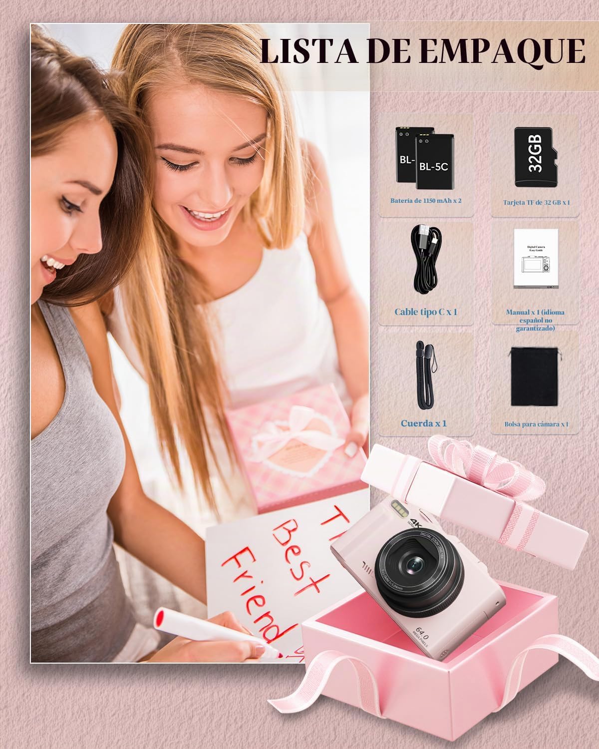 ULPTXOO Cámara digital 4K para principiantes y adolescentes, cámara...