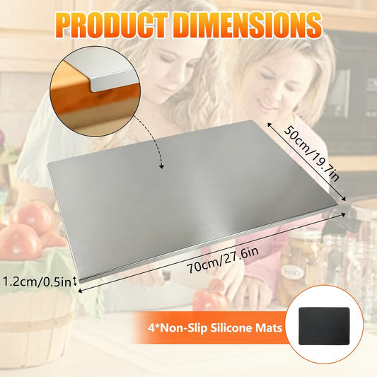 Tabla de cortar grande de acero inoxidable para cocina, 10.9 x 19.7...