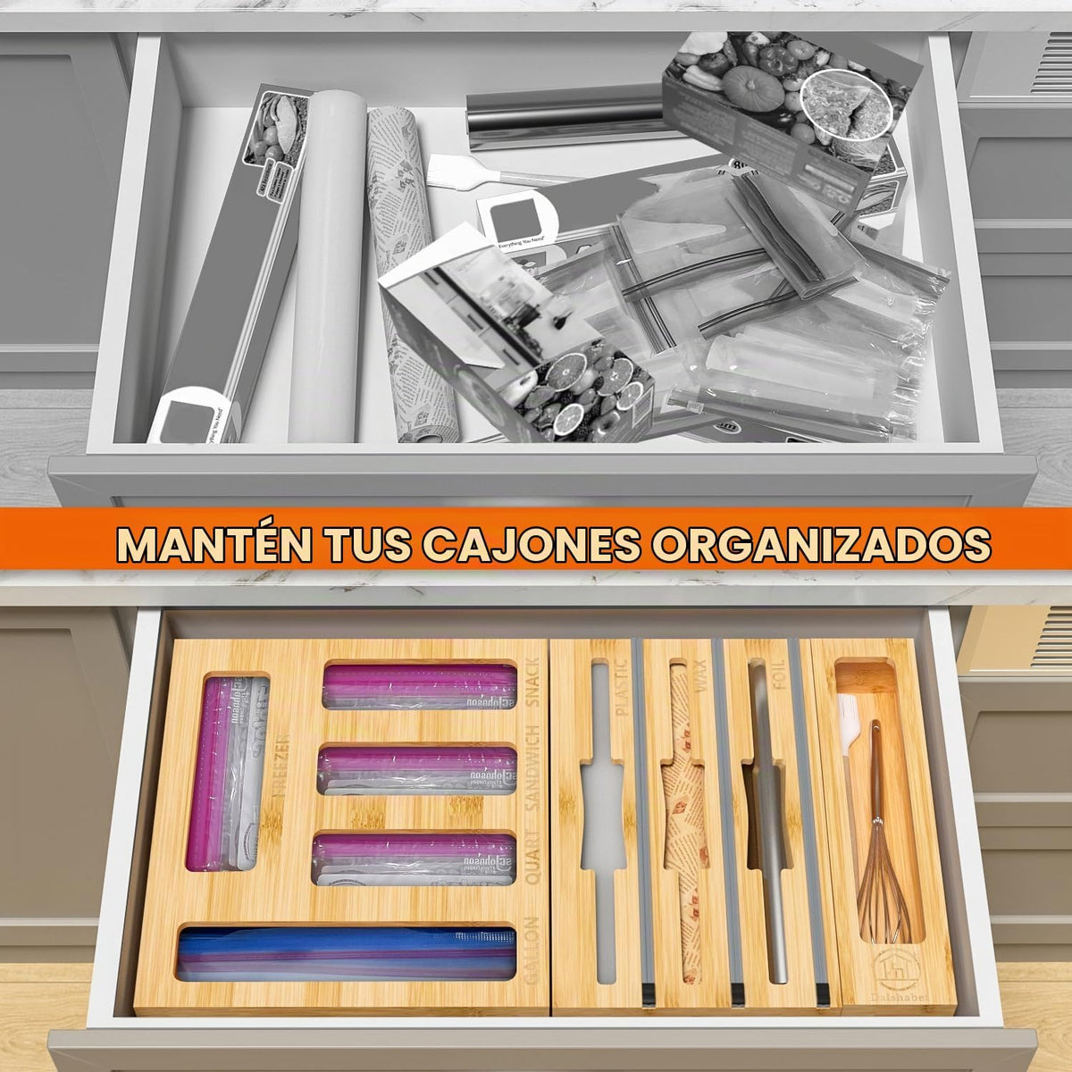 DALSHABET Organizador de cajones con bolsa de almacenamiento de bam...