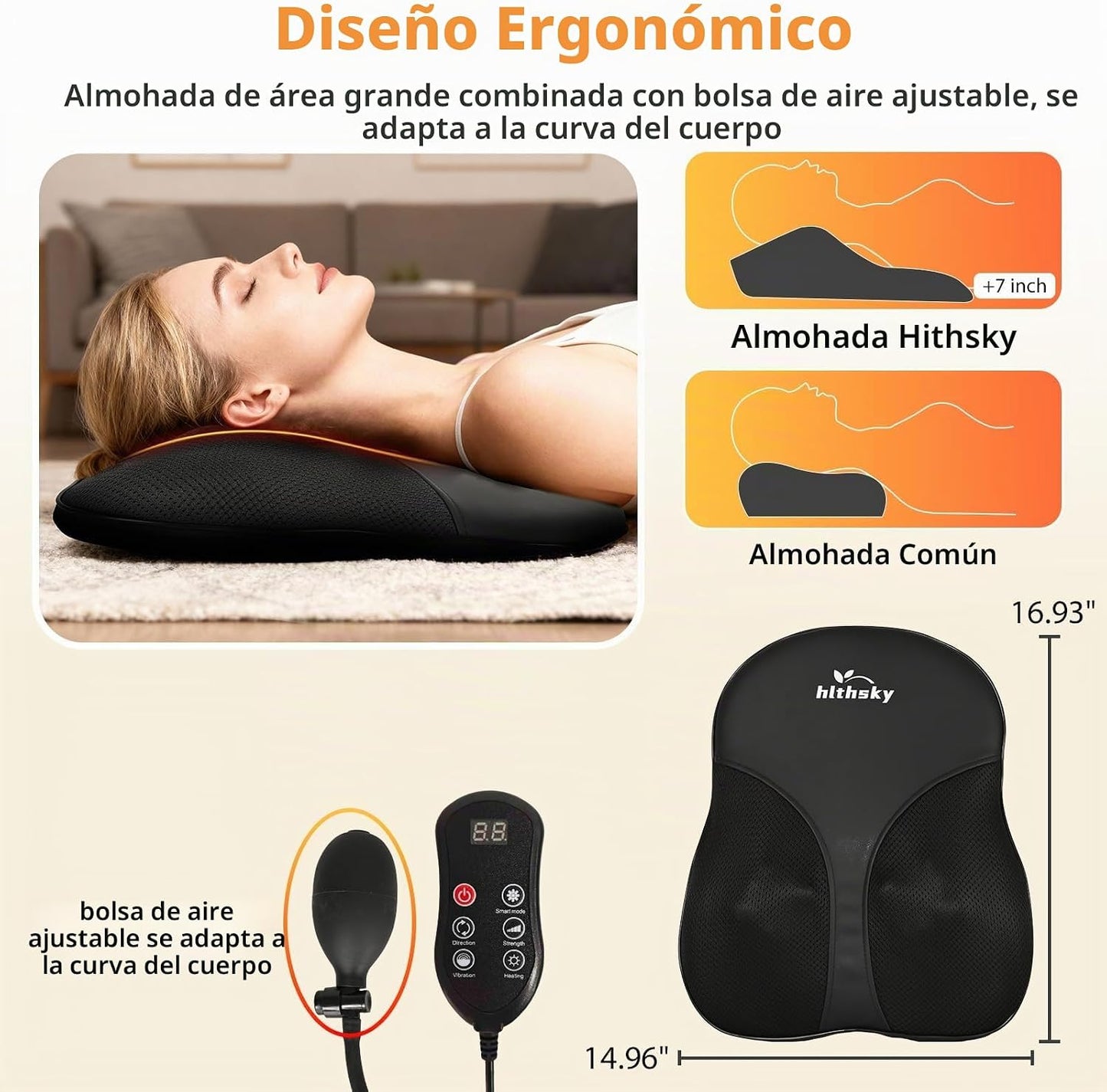 hlthsky Shiatsu - Masajeador de espalda y cuello para aliviar el do...