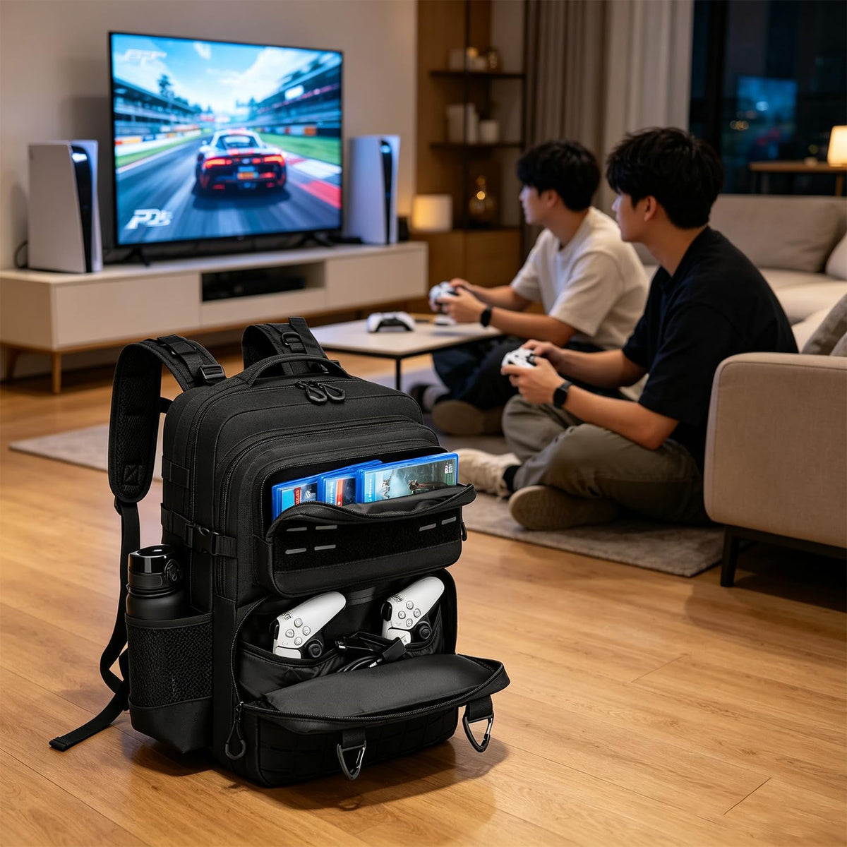 BISKLNDN Mochila táctica de viaje para consola PS5\/PS5 Slim\/Pro\/...