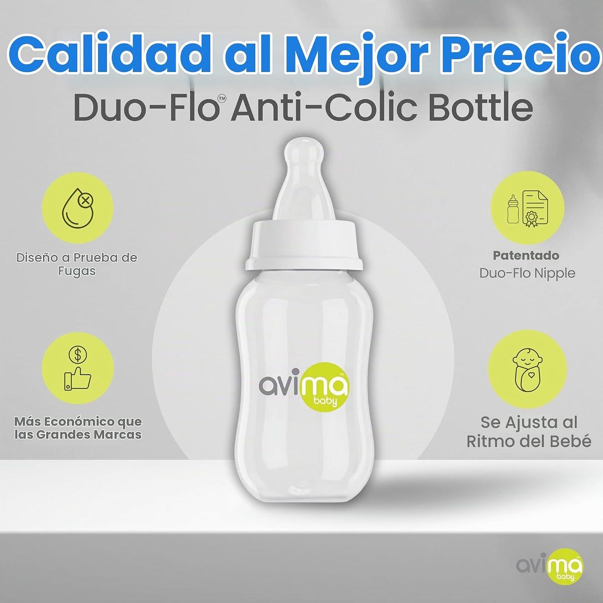 Avima Biberones anticólicos de 4 onzas con pezones de flujo lento....