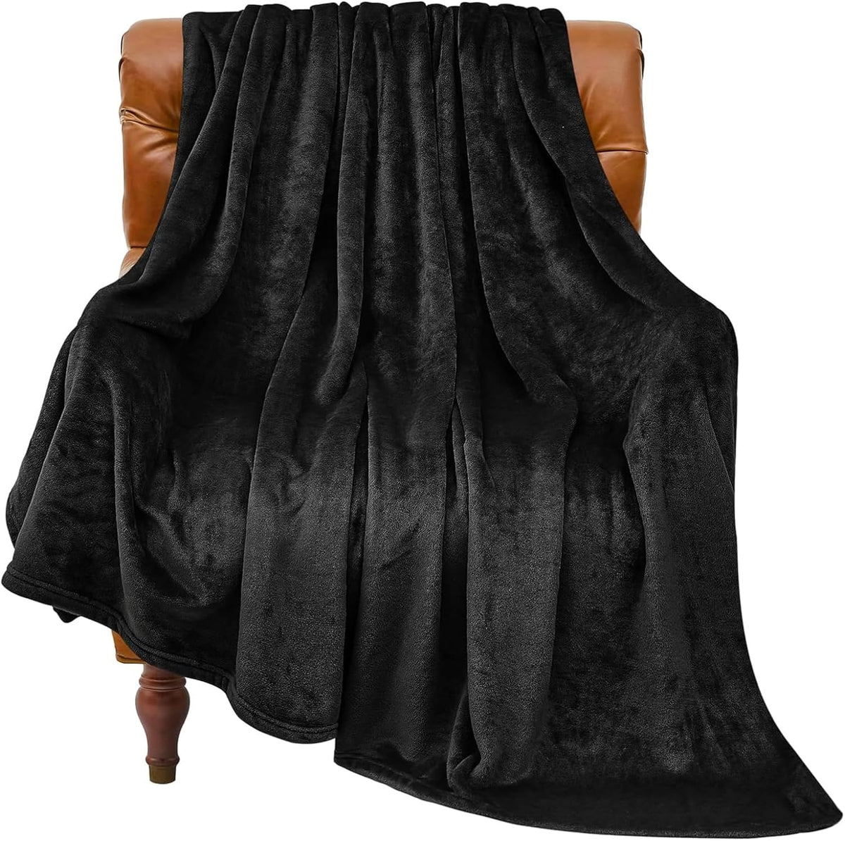 BEDELITE - Manta de vellón negra para sofá y cama, afelpada, suave...