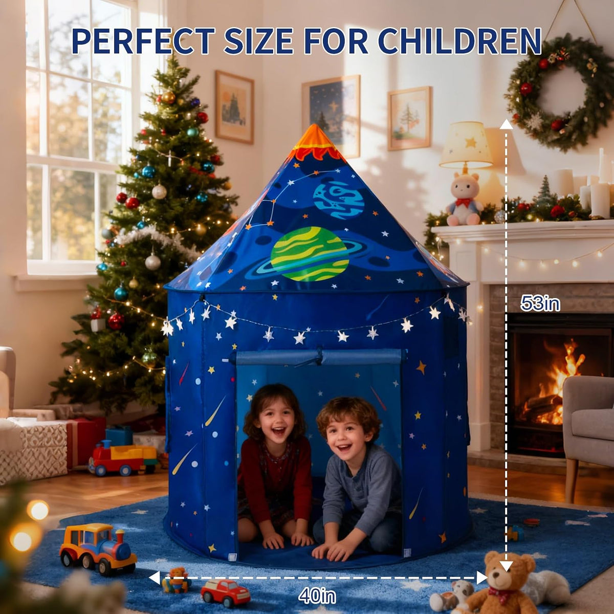 ROIWUIE Tienda de campaña con forma de cohete espacial para niños c...