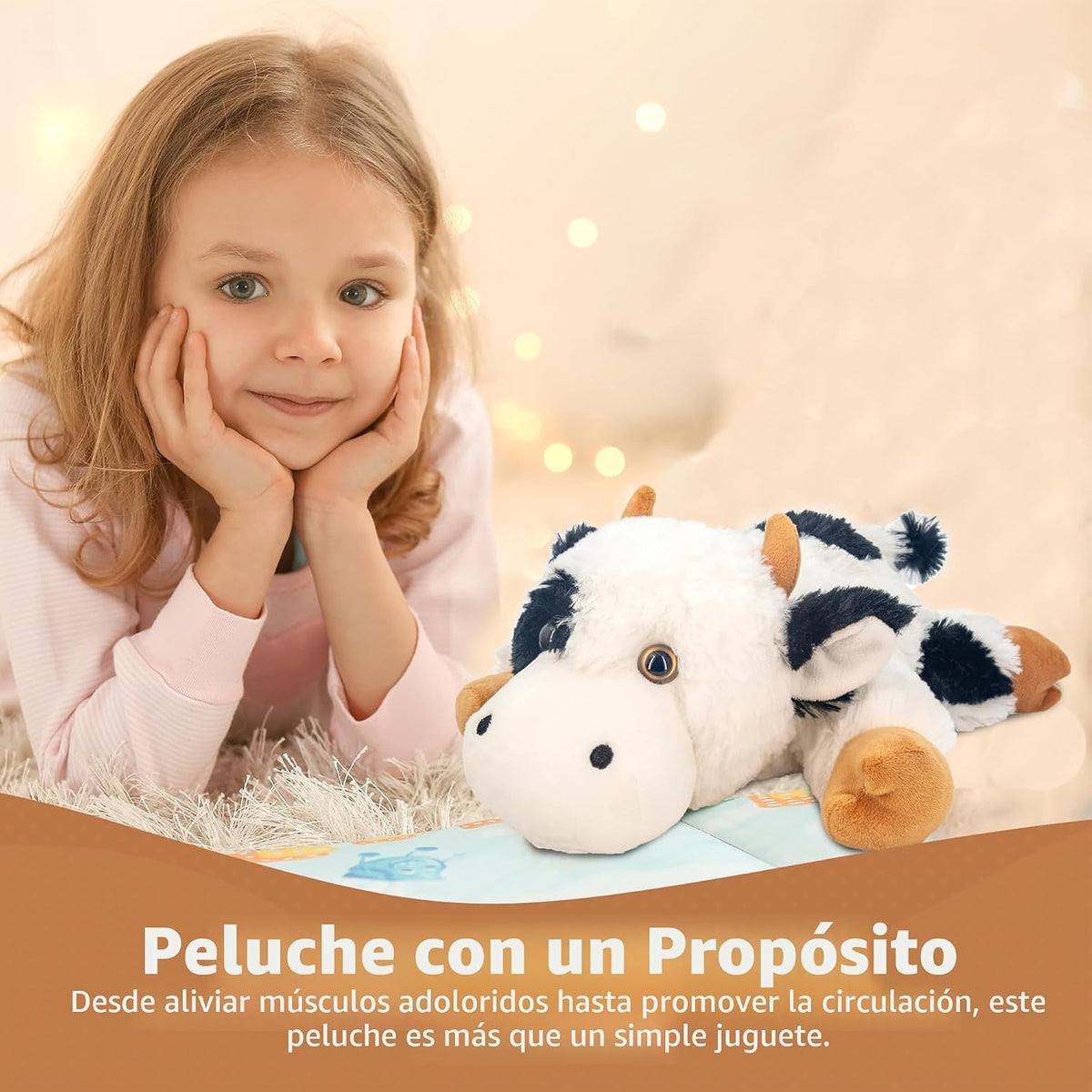 Marysun Animal de peluche de vaca calentado para microondas, felpa...