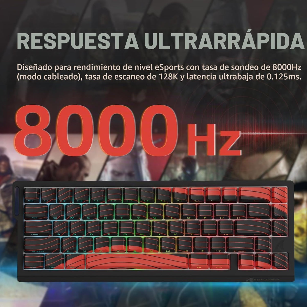 ATTACK SHARK Combo de teclado y mouse inalámbrico para juegos X11 y...