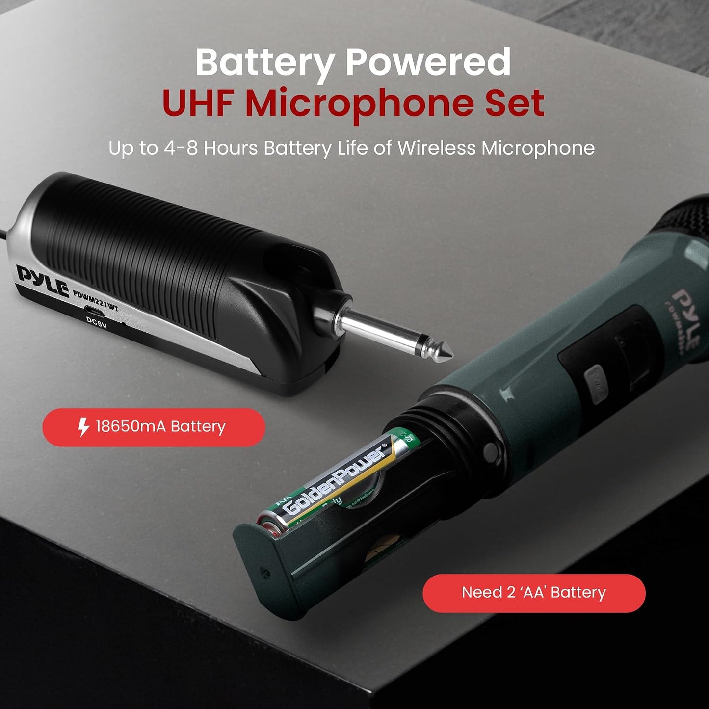 Pyle Sistema Portátil de Receptor de Banda UHF, Sistema de Micrófon...
