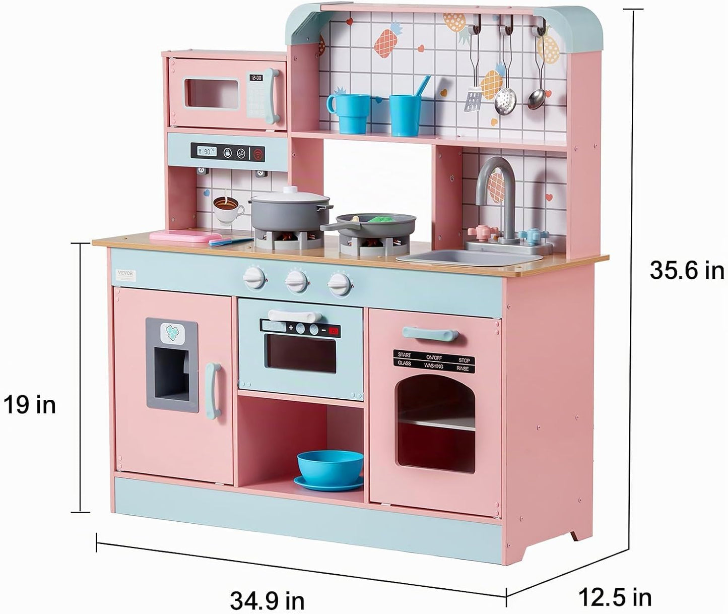 VEVOR Cocina de Juguete de Madera, Cocina de Juego para Niños con L...