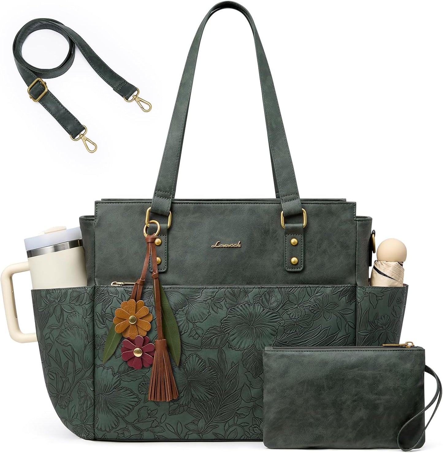 LOVEVOOK Laptop Tote Bag for Women, Vintage Work Teacher Bag with C...