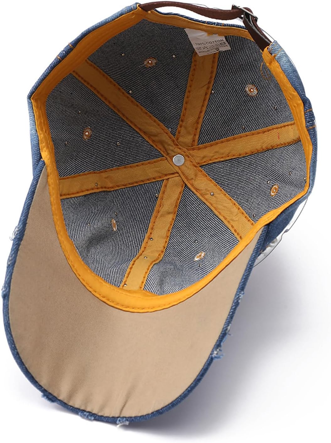 Qkxbxk Gorra de béisbol de mezclilla con perlas para mujer, ajustab...