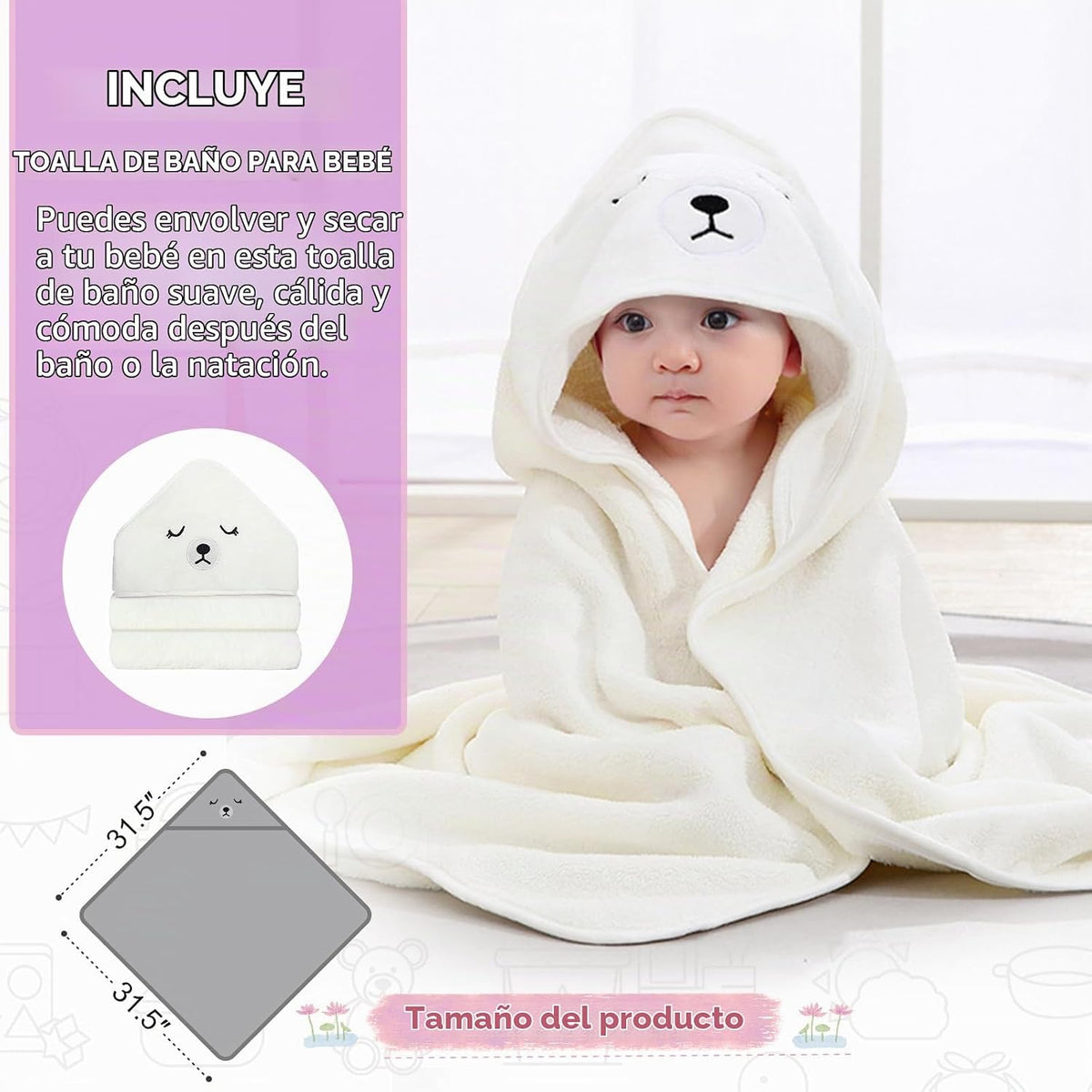 MoreFeel Bañera plegable para bebé recién nacido con termómetro y 1...
