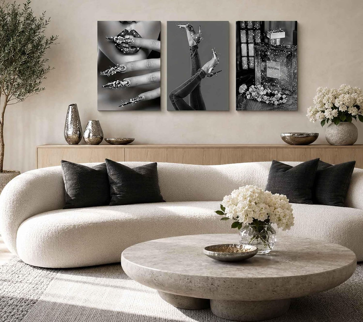 Lienzo moderno para mujer, arte de pared con estilo en blanco y neg...