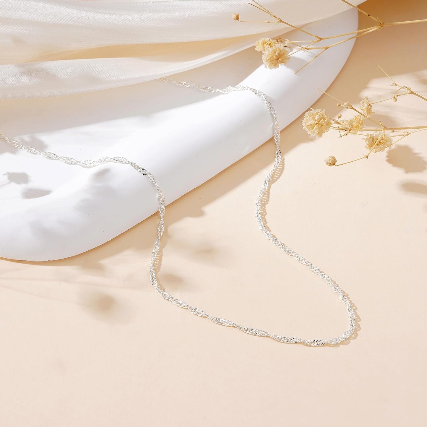 Diorra Collares de cadena de plata de ley para mujer, cadena de esl...