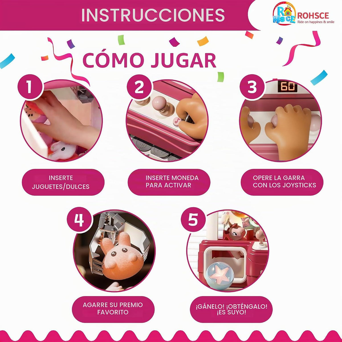 ROHSCE Máquina interactiva de arcada de juguete con premios, máquin...