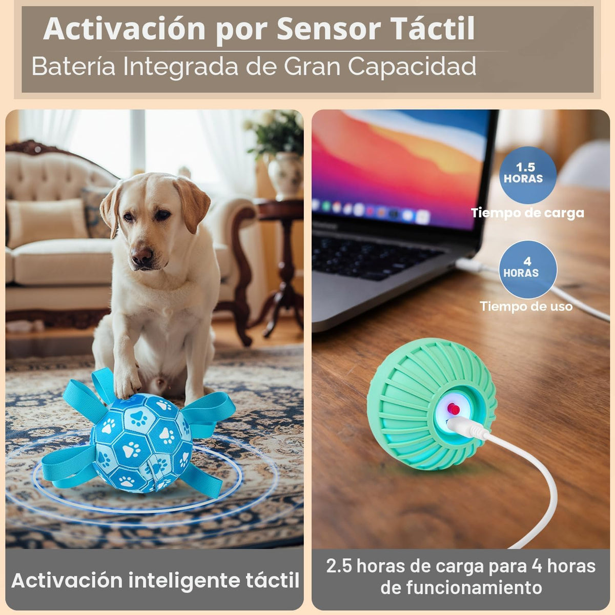 Qraxond Juguetes interactivos para perros, pelota de fútbol para pe...