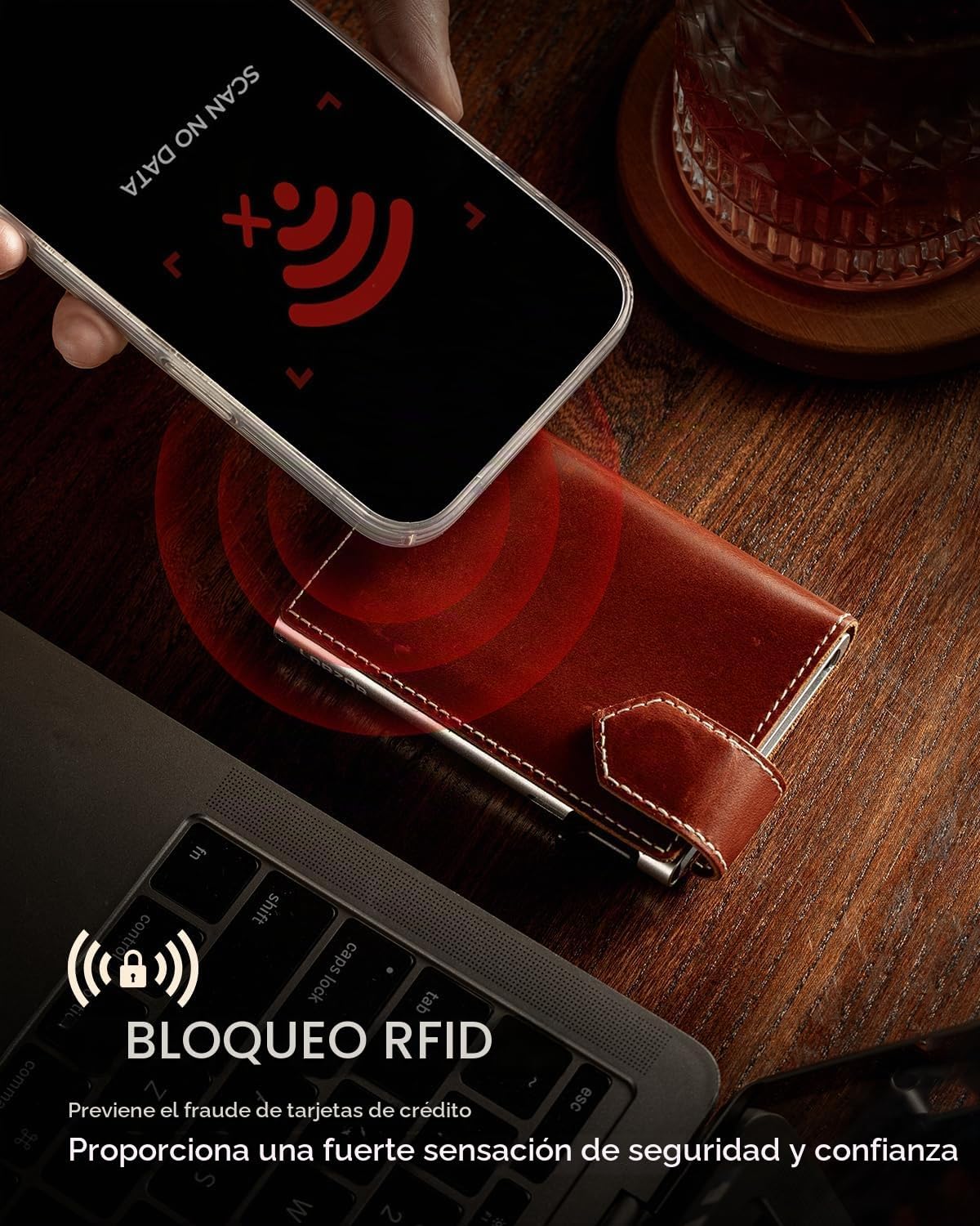 LORZOR Cartera delgada para hombres con cierre de seguridad, billet...