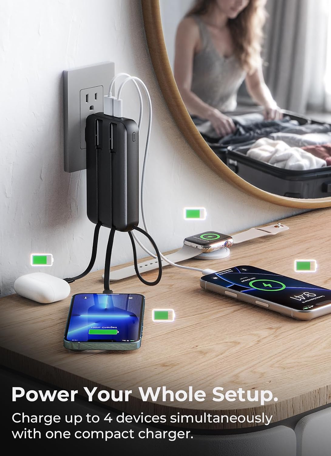 LHUOED Banco de energía portátil de 50000mAh con enchufe y cables d...