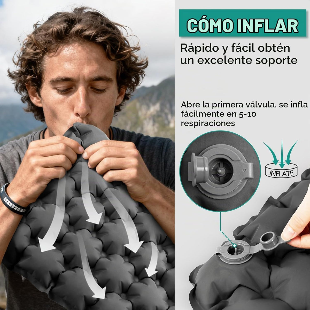 GDREAMT Cojín de asiento inflable portátil y ligero para asiento de...