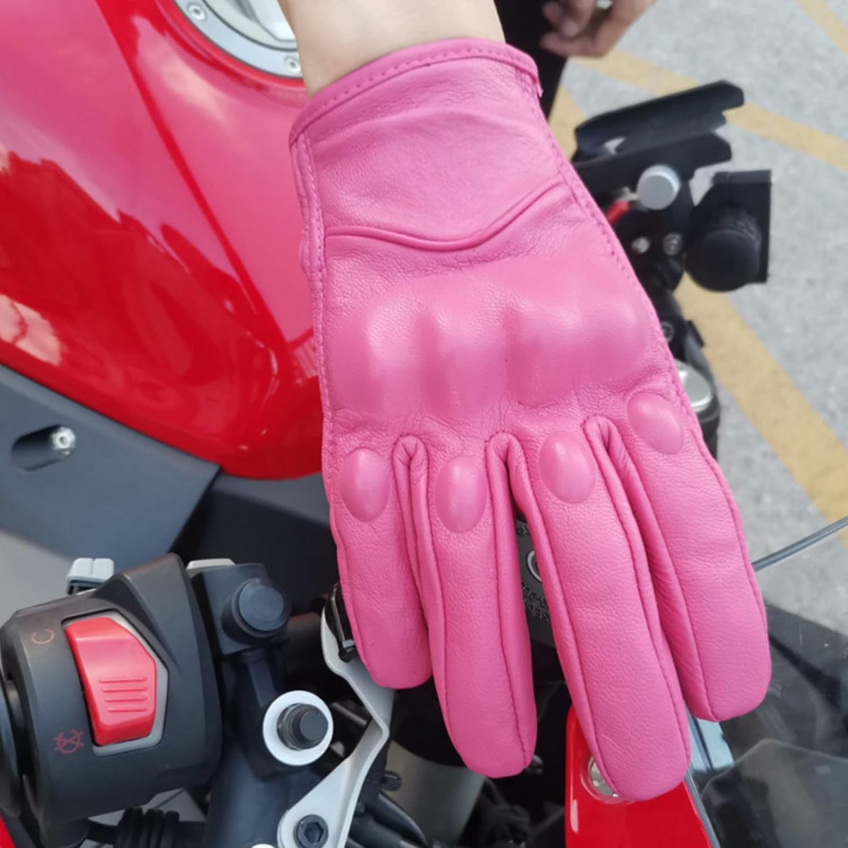 shamofeng Guantes de cuero para motocicleta con pantalla táctil de...
