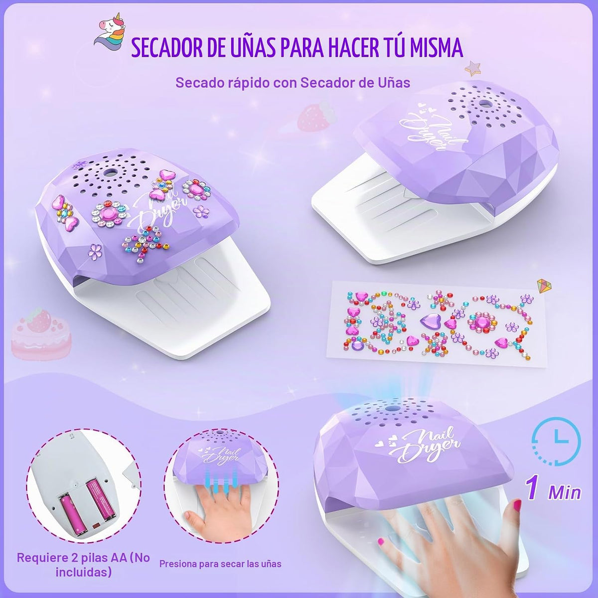 Set de Esmalte de Uñas para Niñas, Kit Todo en Uno de Arte de Uñas...