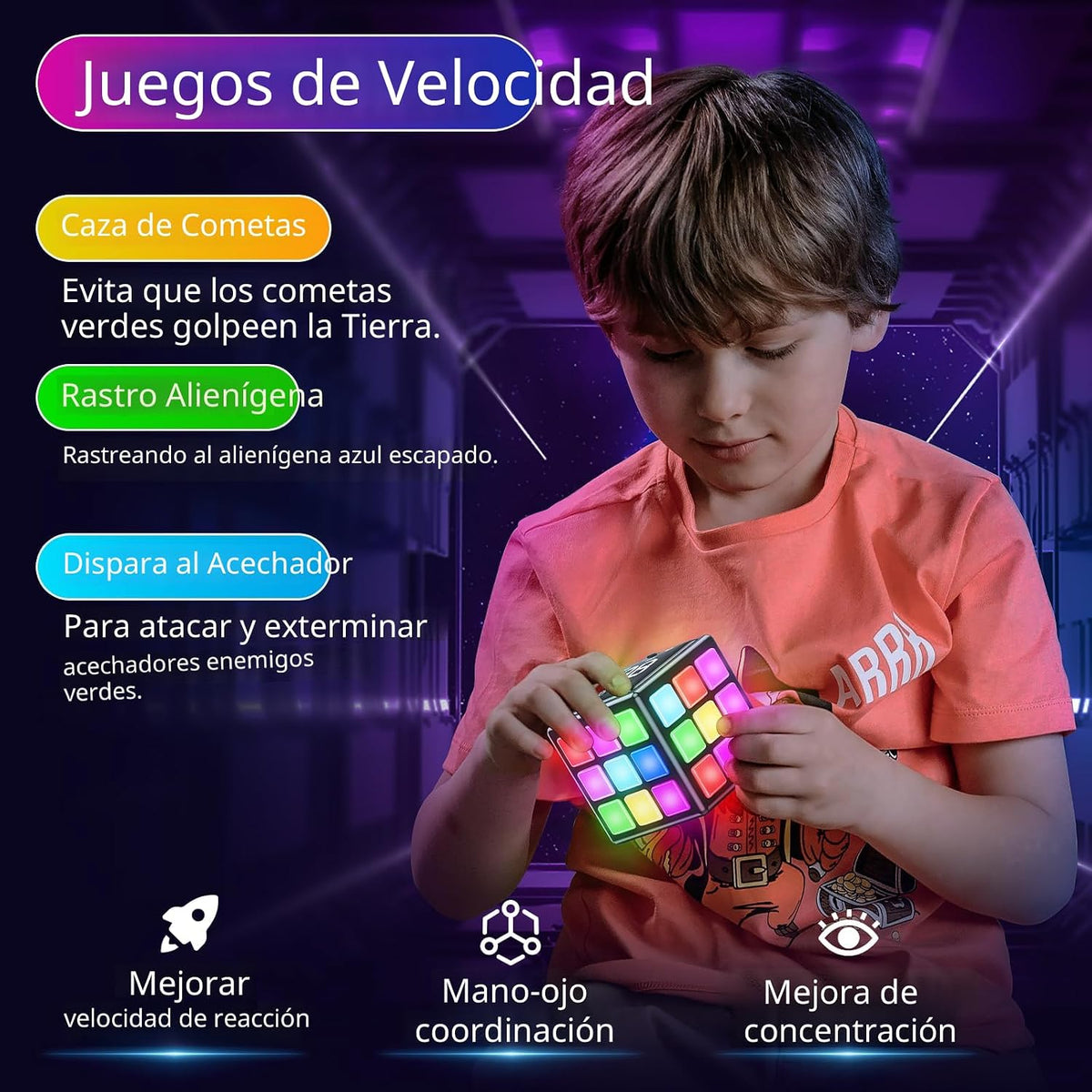 Niufunmal Cubo de rompecabezas recargable con juegos, 15 divertidos...
