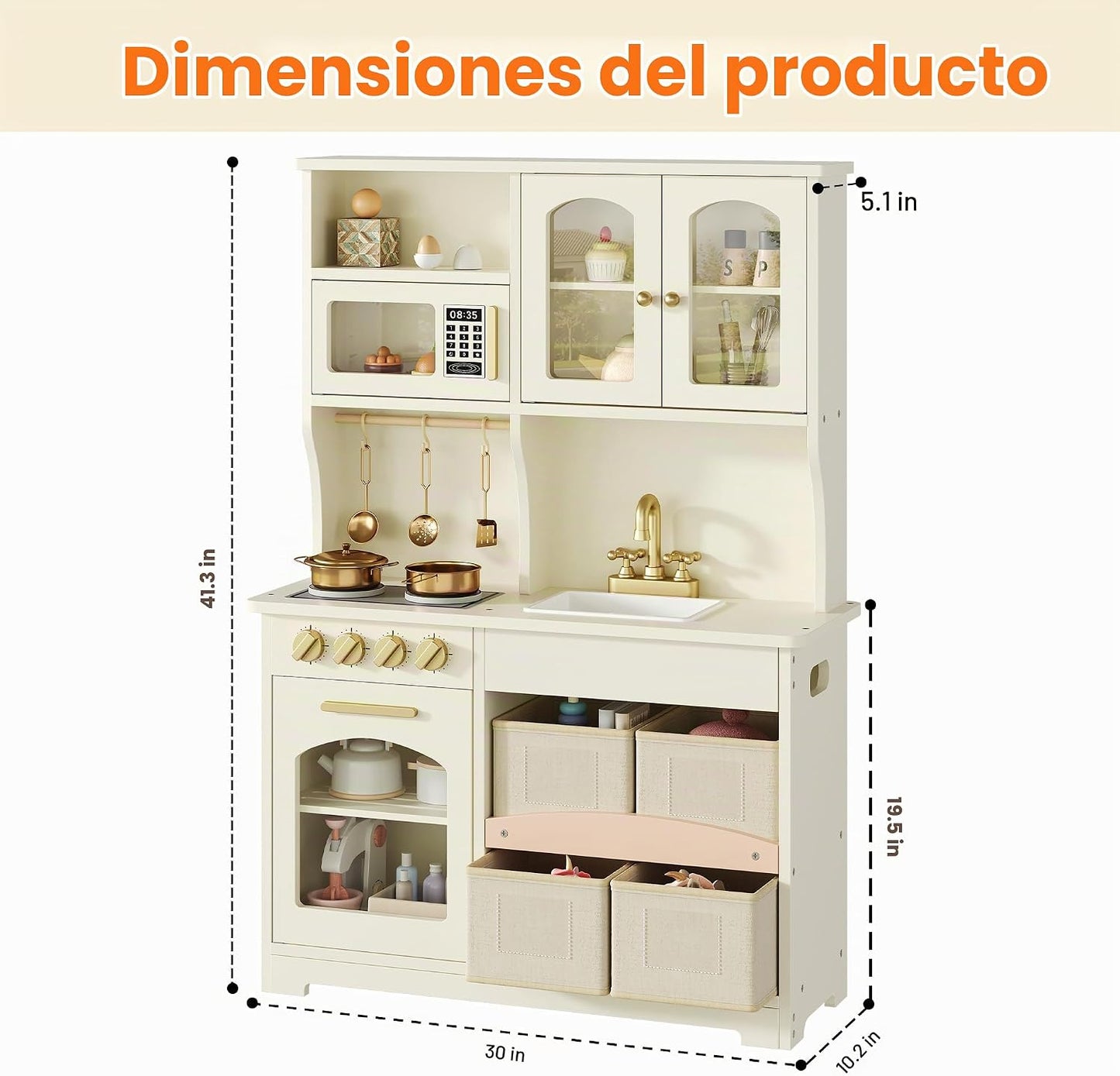 knoworld Cocina de Juego para Niños, Juego de Cocina de Madera con...