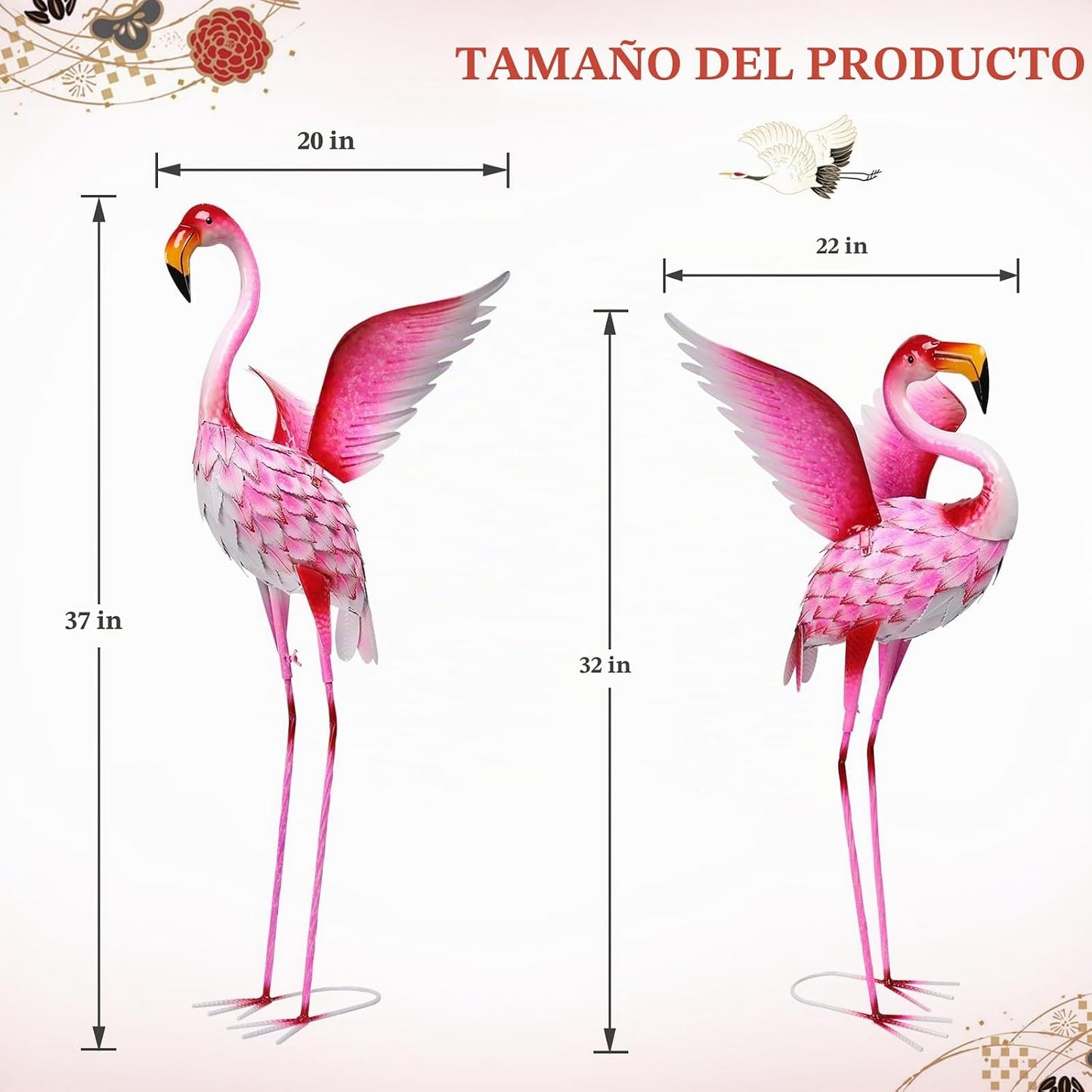 MUMTOP Decoración de flamencos para exteriores, paquete de 2 estatu...