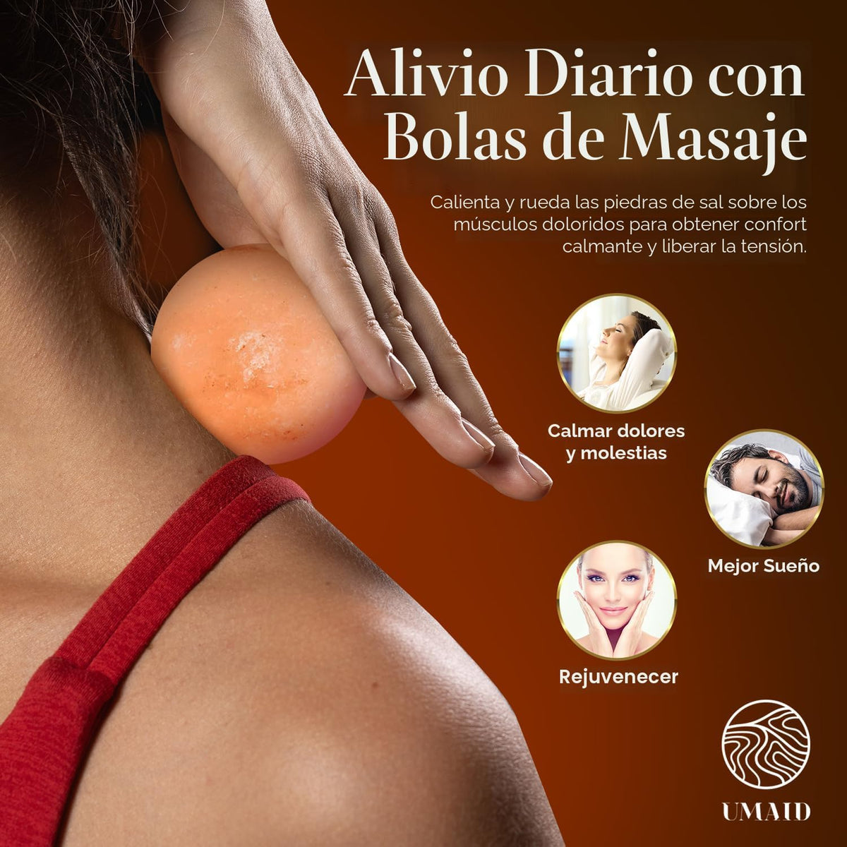 UMAID Lámpara de sal del Himalaya con cuenco y 6 bolas de masaje \u...