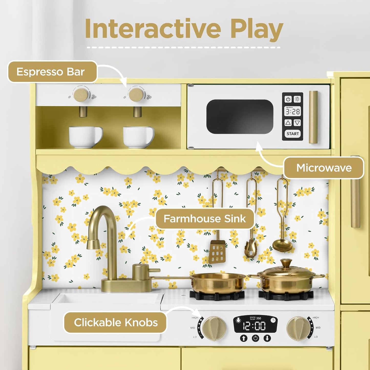 Best Choice Products Juego de cocina para niños, estilo cabaña, jue...