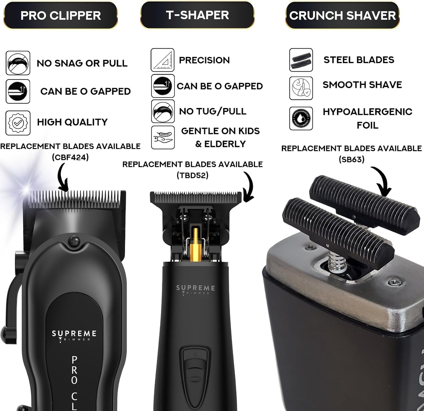 Supreme Trimmer Paquete de barbero 3 en 1 | Cortadora Pro Lite, rec...