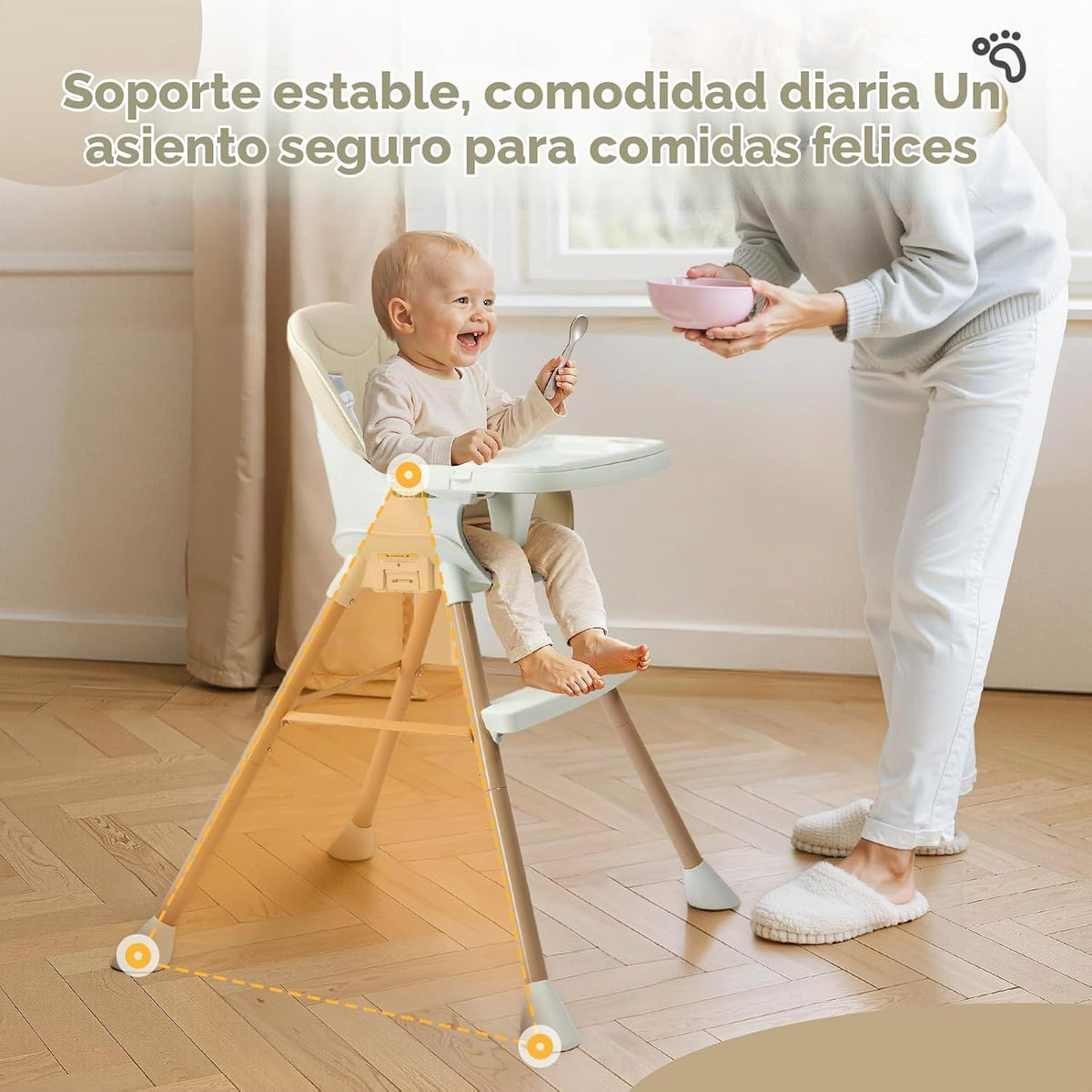 JOYMOR Silla alta convertible 5 en 1, silla alta para bebés y niños...